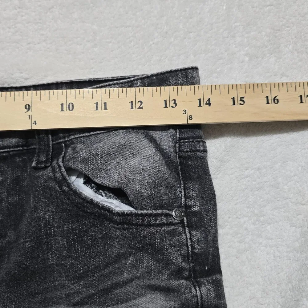 Encrypted Youth, Boys 18 Distressed Moto Biker Jeans Black Gray Acid Wash Pants